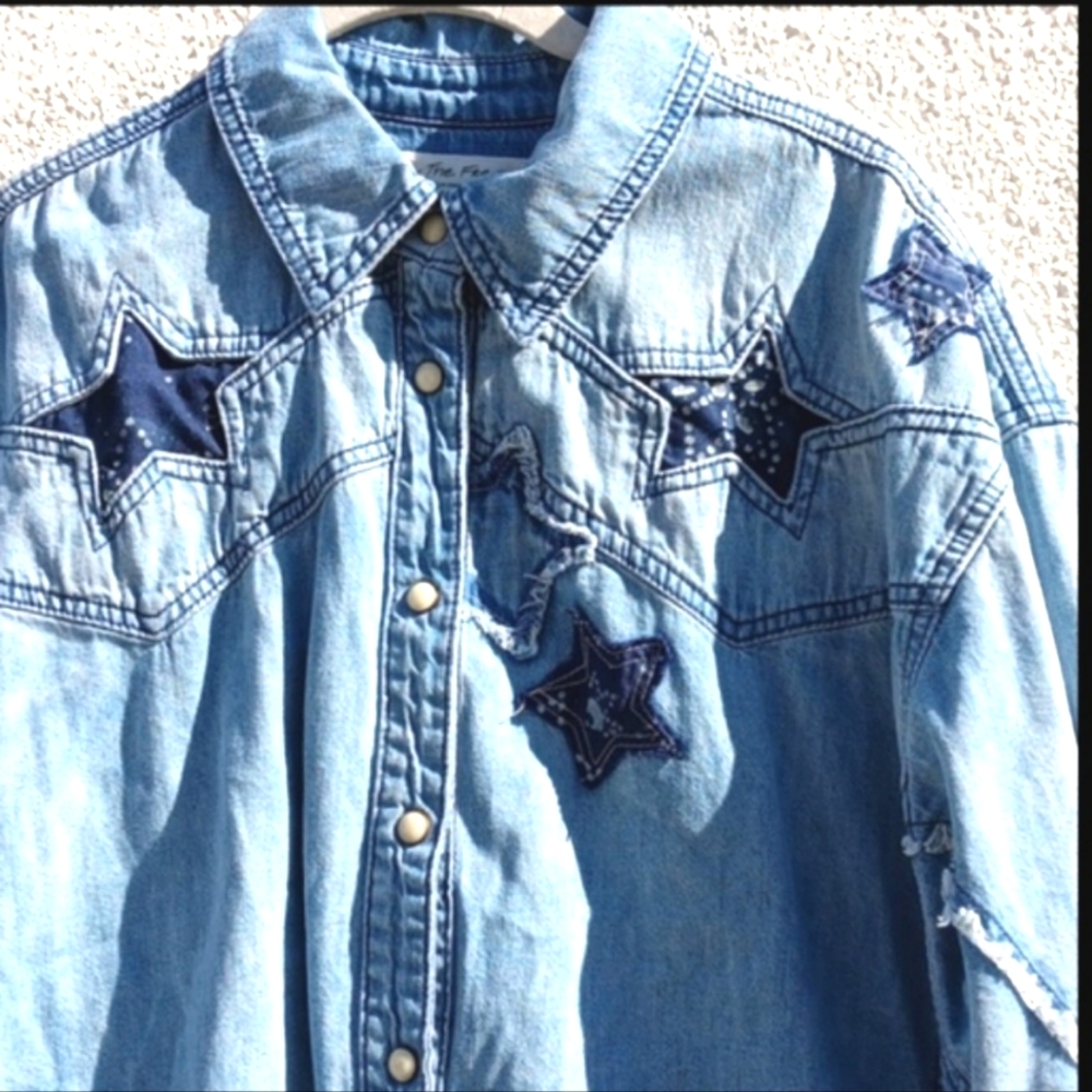 We The Free Star Spangled Banner Button Down Shirt sz M - Picture 7 of 14